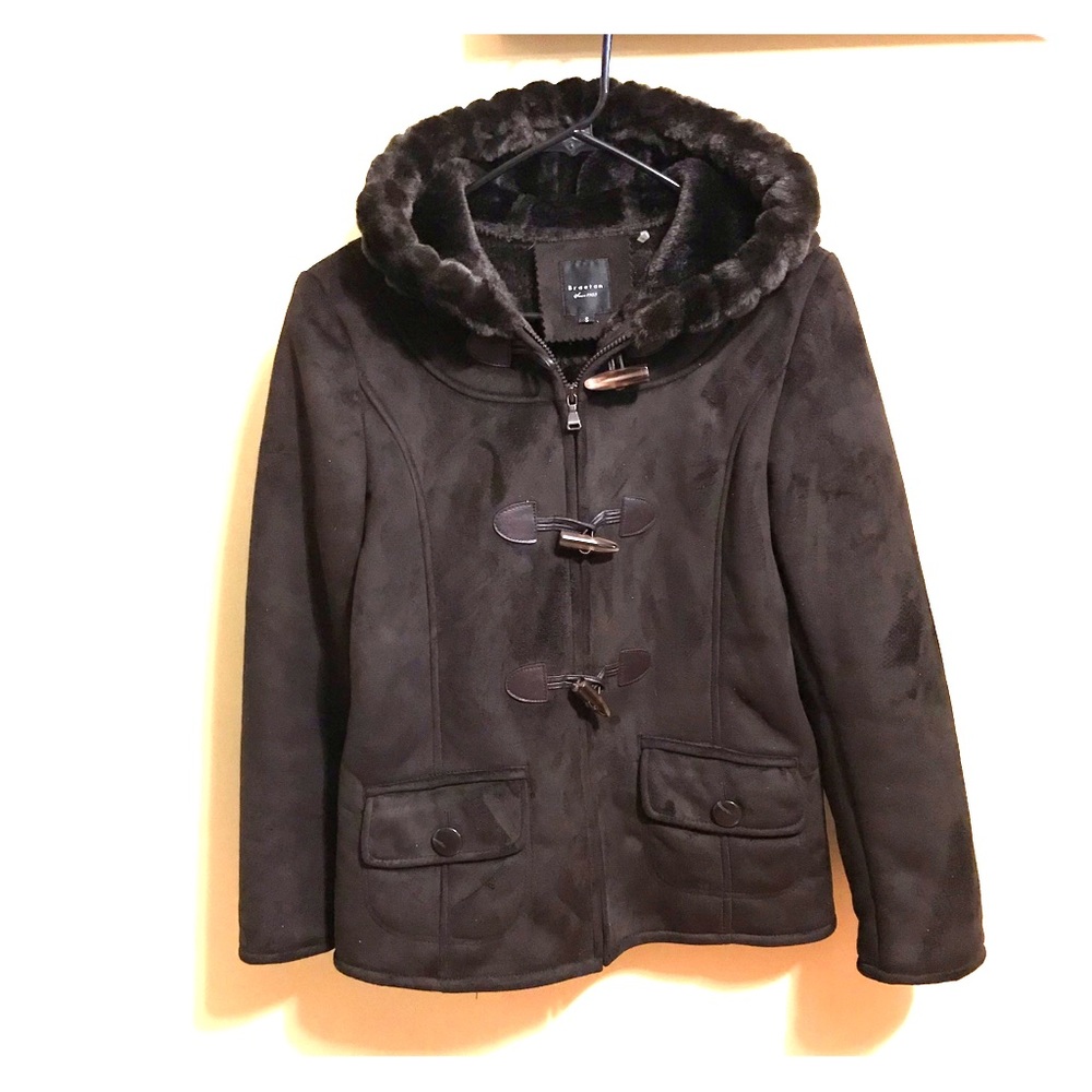 Leather suede winter coat